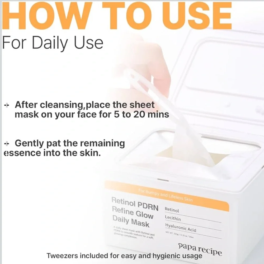 Korean Skincare Papa Recipe Retinol PDRN Daily Refine Glow Mask